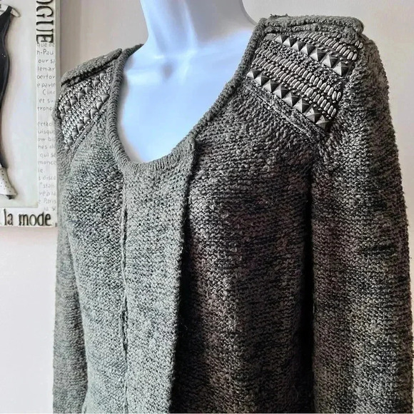 Jamison For Scoop NYC Green Marled Studded Zip Up Cardigan Sweater Size S - Picture 5 of 14